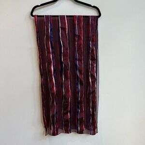 Silk Red Black White & Blue Long Sheer Scarf